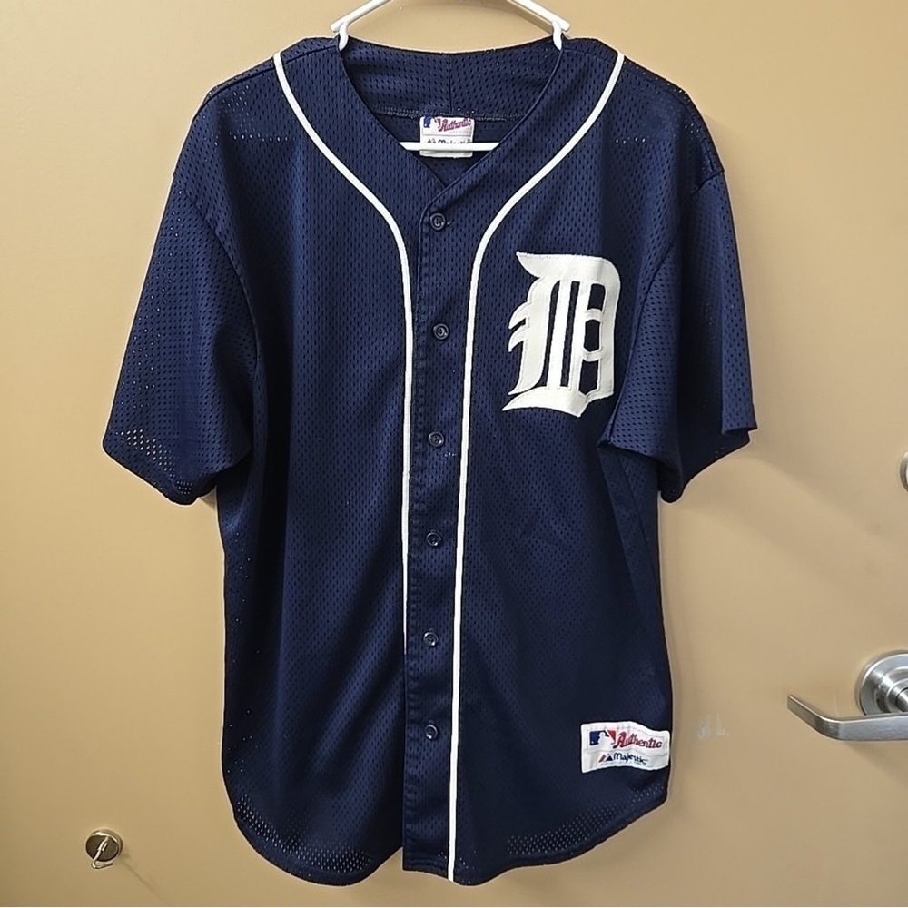 Majestic Navy Athletic Jersey with Red & White Logo